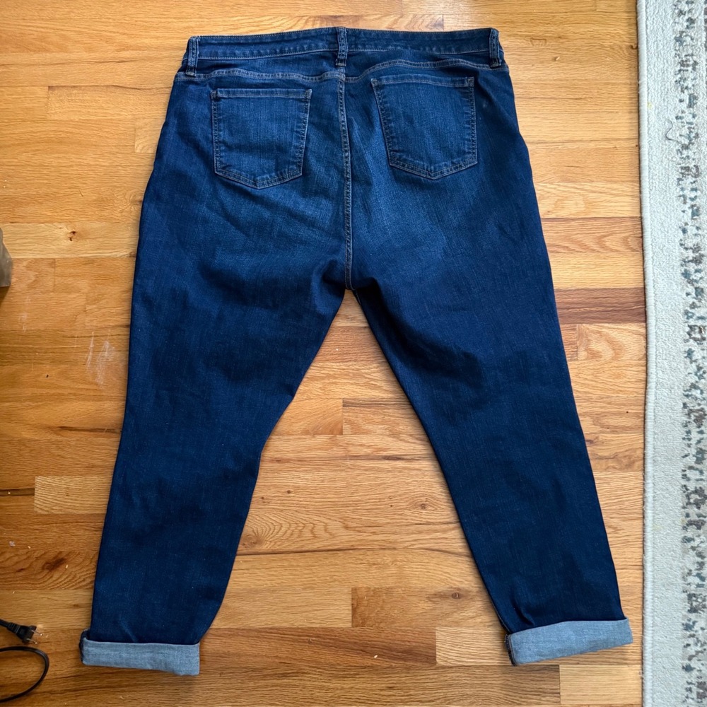 KUT From The Kloth Catherine Boyfriend Jeans Dark Wash Cuffed Stretch 18W - Picture 2 of 8